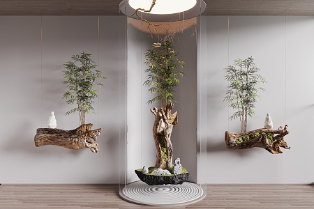 Dead Wood Green Plant Ornaments Bamboo Old Wood Dried Branches 3d model