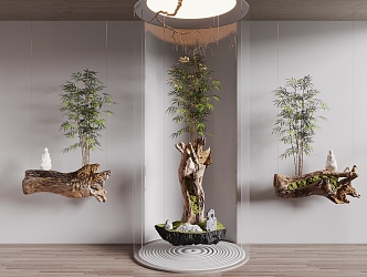 Dead Wood Green Plant Ornaments Bamboo Old Wood Dried Branches 3d model