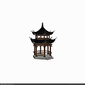Traditional Chinese Pavilion With Multi Layered Black Tile Roof And Wooden Structure