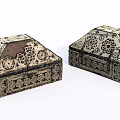 Vintage Decorative Storage Boxes With Intricate Cutout Patterns And Ornate Designs 3d model
