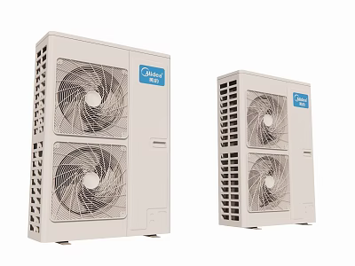 Two White Gree Air Conditioner Outdoor Units With Sleek Design For Daily Home Use 3d model