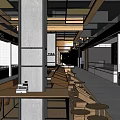Supermarket Department Store Interior With Vegetables Section And Wooden Decor Display Shelves