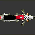 Stylish Red Motorcycle With Black Seat Yellow Wheels And Silver Parts