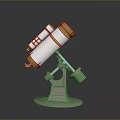 Vintage Telescope With Brass And Silver Finish On Stand Mount Design