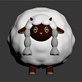 Adorable Cartoon Sheep With White Curly Wool Brown Head And Yellow Eyes