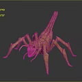 Fierce Game Movie Monster Character with Multiple Legs Sharp Teeth Long Tail and Textured Skin