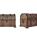 Vintage Treasure Chests With Brass Clasps Riveted Details And Antique Finish