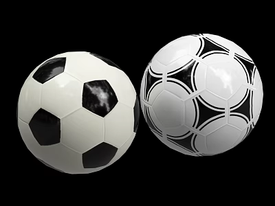 Traditional And Modern Design Soccer Balls With Black White Geometric Patterns For Sports Use 3d model