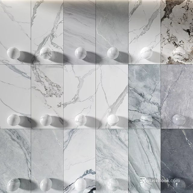 Modern Wall Paneling With Marble Texture And Various Styles For Home Interior Design 3d model