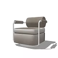 Modern Single Sofa With Upholstered Seat Metal Frame And Armrests Design