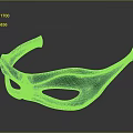 Green Superhero Mask With Curved Design And Eye Holes For Costume Use