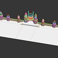 Traditional Fortress Architecture Model With Domed Towers And Wall Structure