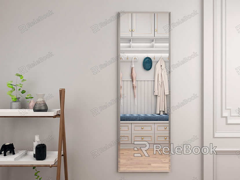 Modern Mirror Dire Mirror Storage Rack Wardrobe Umbrella Hat Coat Combination model