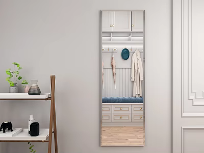 Modern Mirror Dire Mirror Storage Rack Wardrobe Umbrella Hat Coat Combination 3d model