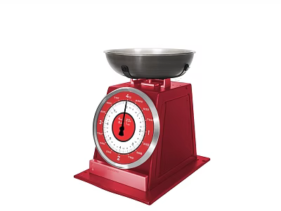 Red Commercial Countertop Scale With Metal Bowl And Measurement Dial 3d model