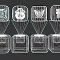 Social Media Icons Including Instagram TikTok Twitter Facebook With Grid And Brown Cubes