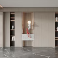 Modern Elegant Luxury Bookcase Design With Wooden Shelves And Decorative Items