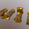 Vintage Brass Pipes with Golden Patina and Textured Surface for Decorative Projects