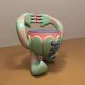 Artistic Green And Pink Single Chair With Blue Seat And Striped Arm Leg Design