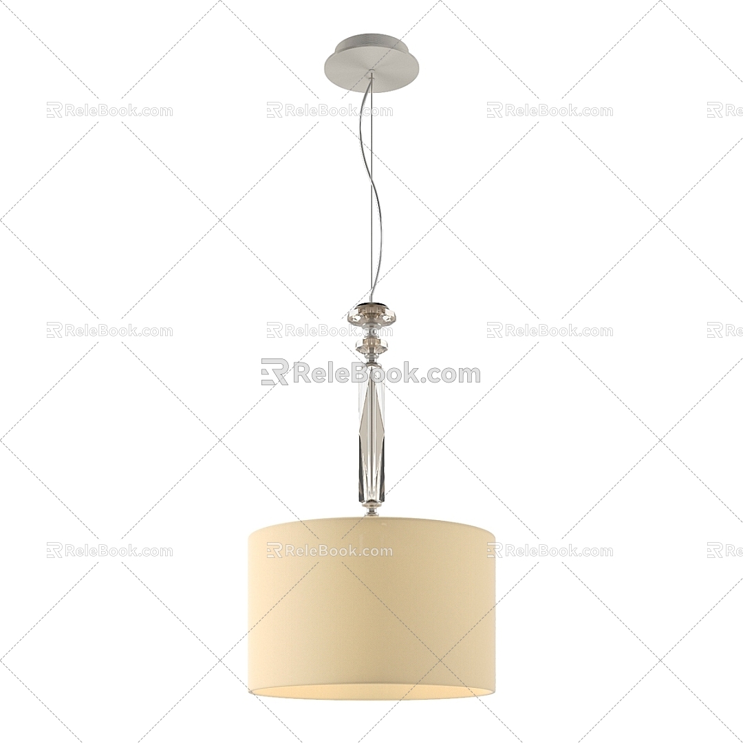 American Chandelier Fabric Restaurant Lamp Bedroom Chandelier Hemp Drum-shaped Restaurant Small Chandelier Villa Homestay Exhibition Hall Hotel Designer Simple 3d model