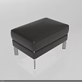 Modern Leather Ottoman With Square Design And Metal Legs For Living Room