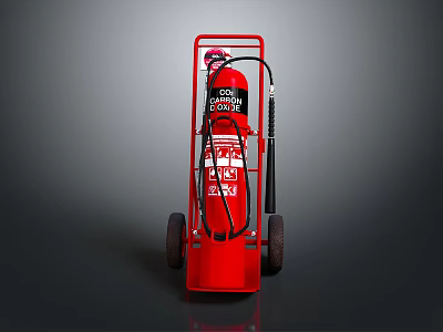 Red Durable Wheeled Portable Fire Extinguisher For Home Safety And Household Use 3d model