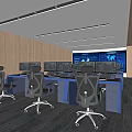 modern monitoring room public office 3d model