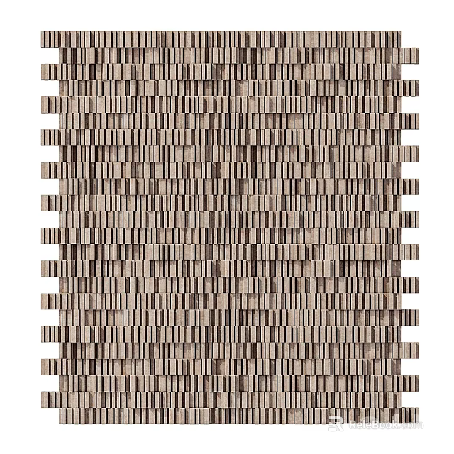 Modern Wooden Slatted Background Wall With Vertical Textured Decorative Design 3d model 