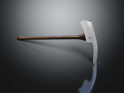 Durable Hardware Tool With Metal Head Wooden Handle And Sharp Edge Design 3d model