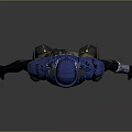 3D Character Model Wearing Blue Armor Helmet Shoulder Pads Brown Pants Gray Boots