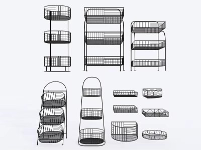 Versatile Metal Wire Shelving Units With Multiple Tiers And Various Designs 3d model