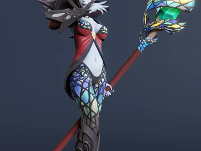 Games Girl Character Fantasy Magician Wizard Staff 3d model