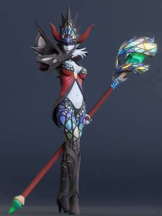 Games Girl Character Fantasy Magician Wizard Staff 3d model