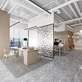 Water ripple partition in simple office area of public office area 3d model
