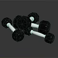 Black Dumbbells Set With Silver Bars For Fitness Sports Equipment Workout