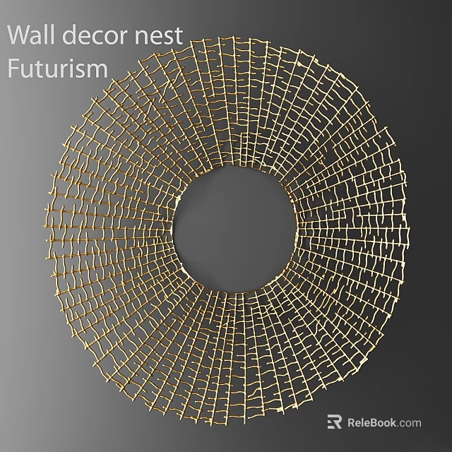 Futuristic Golden Circular Grid Wall Decor For Modern Interior Design 3d model
