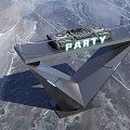 Modern KTV Entertainment Venue Featuring Floating DJ Booth And PARTY Sign