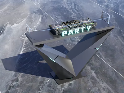 Modern KTV Entertainment Venue Featuring Floating DJ Booth And PARTY Sign 3d model