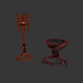Intricate Bronze Decorative Stand With Ornate Patterns And Sculptural Stone Base With Artistic Carvings