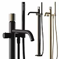 Modern Black and Gold Shower Head with Handheld Sprayer and Fixture Design