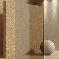Construction Components With Diverse Natural Textures And Neutral Tones Displayed With Decorative Sphere