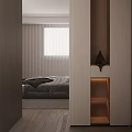 Modern Bedroom Interior Design With Headboard Wall Linear Pendant Light Nightstands And Wooden Flooring