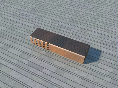 Modern Wooden Outdoor Bench With Simple Design For Garden Seating Area 3d model