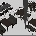 Modern Dining Table Set with Wooden Tables and Matching Chairs with Benches
