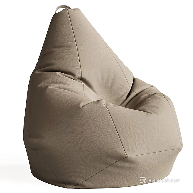 Comfortable Beige Bean Bag Chair with Textured Fabric for Relaxing Seating 3d model 
