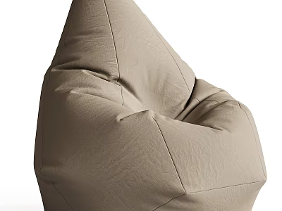 Comfortable Beige Bean Bag Chair with Textured Fabric for Relaxing Seating 3d model