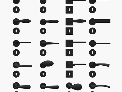 Collection Of Stylish Door Handles Featuring Various Designs And Different Shapes 3d model