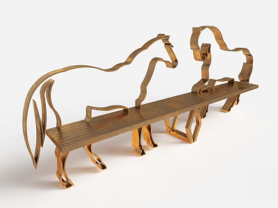 Artistic Horse Shaped Outdoor Bench With Unique Metallic Structure Design 3d model