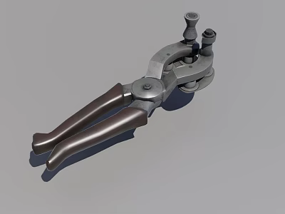 Industrial Equipment Manual Clamping Tool With Metal Construction And Brown Handles 3d model