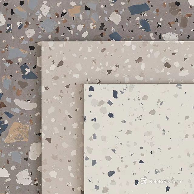Terrazzo Panel Components For Interior Design With Multicolored Chips And Smooth Finish 3d model